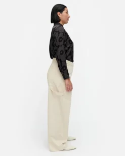 Marimekko Funktio Solid Cotton Trousers<Woman Trousers