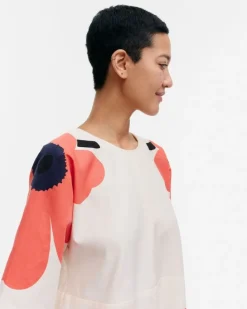Marimekko Kaiku Heijastus Unikko Cotton Linen Dress<Woman Dresses