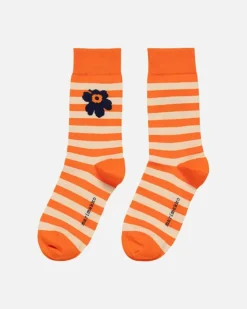 Marimekko Kioski Kasvaa Tasaraita Unikko Socks<Woman Socks