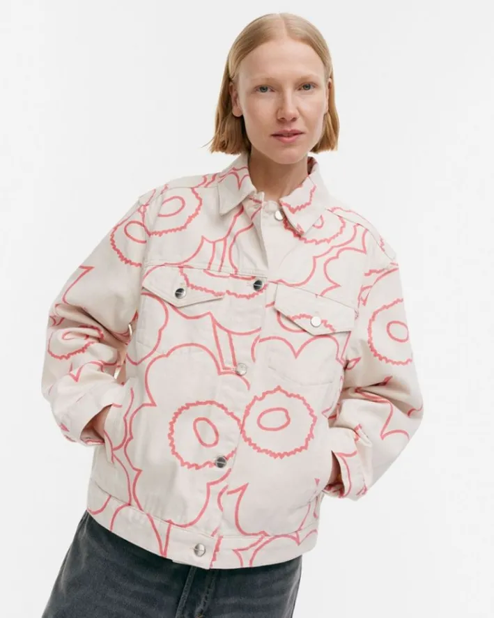 Marimekko Kioski Ystavyys Pieni Piirto Unikko 2 Denim Jacket<Woman Coats & Jackets