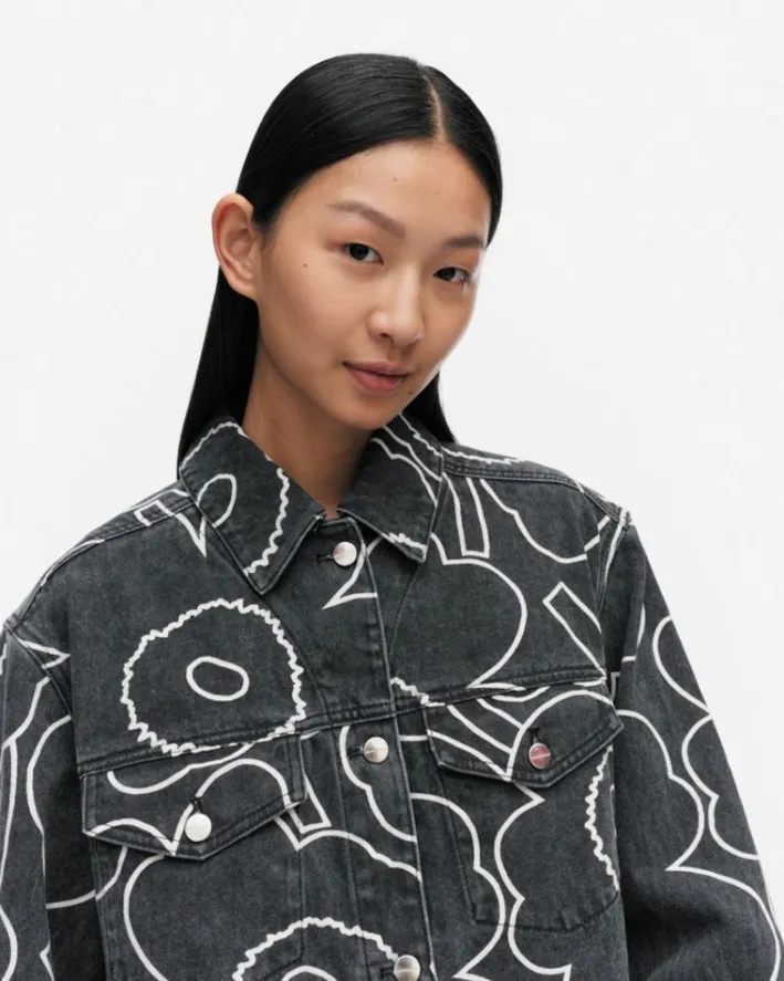 Marimekko Kioski Ystavyys Pieni Piirto Unikko 2 Denim Jacket<Woman Coats & Jackets