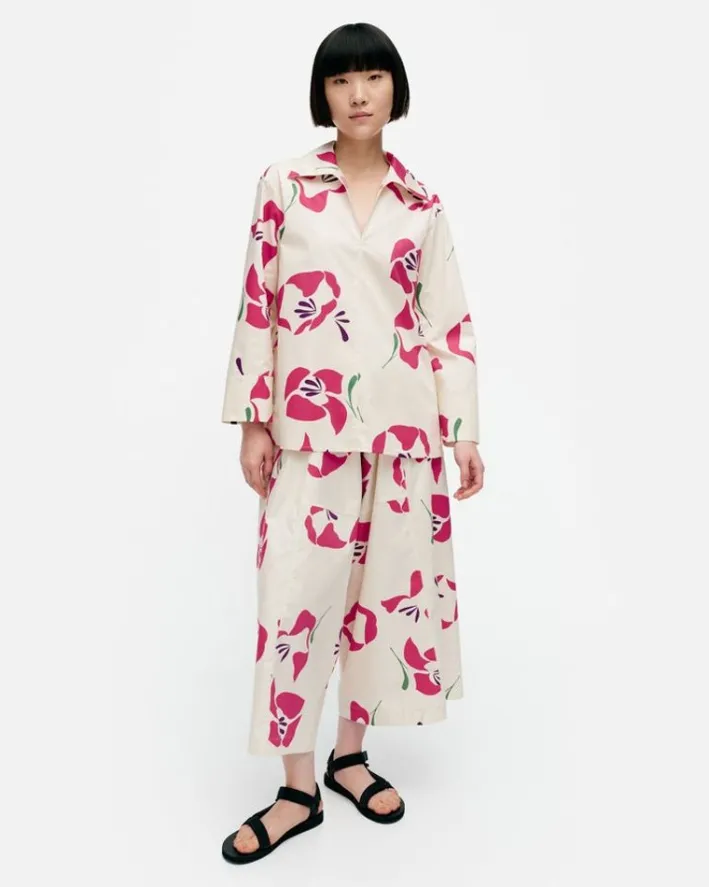Marimekko Mikea Helakka Cotton Poplin Blouse<Woman Tops & Tunics