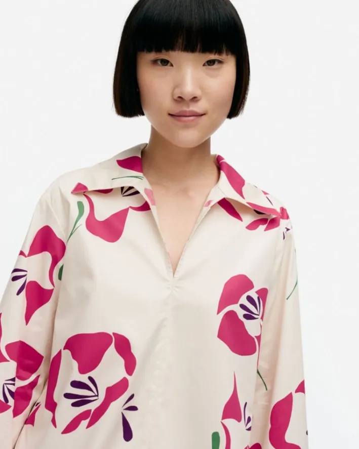 Marimekko Mikea Helakka Cotton Poplin Blouse<Woman Tops & Tunics