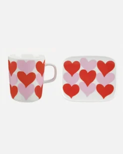 Marimekko Oiva / Sydamet Mug 2,5 Dl And Plate 12X15 Cm Set<Woman Kitchen & Dining
