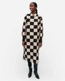 Marimekko Rasteri Kukko Ja Kana Cotton Linen Dress<Woman Dresses