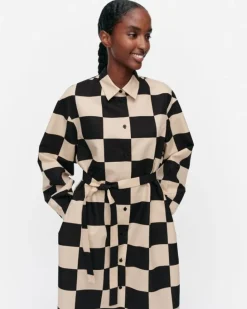 Marimekko Rasteri Kukko Ja Kana Cotton Linen Dress<Woman Dresses