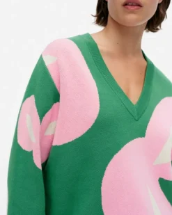Marimekko Viuhko Poiminto Knitted Cotton Pullover<Woman Knits & Sweaters